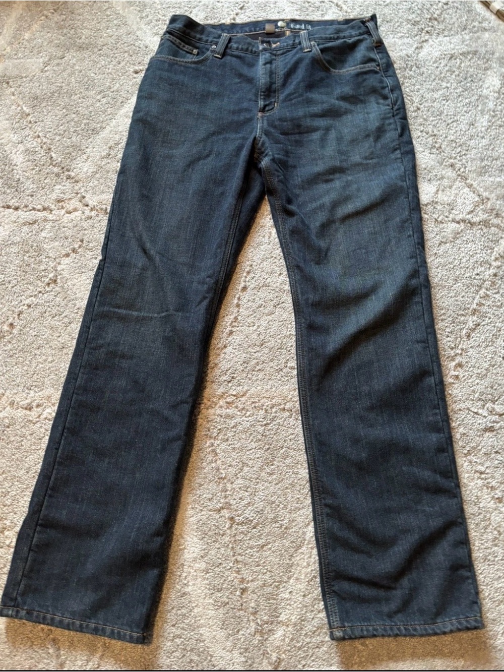 MENS 36 x 34- Carhartt 102803 Denim Fleece Lined Relaxed Fit Jeans Work Pants